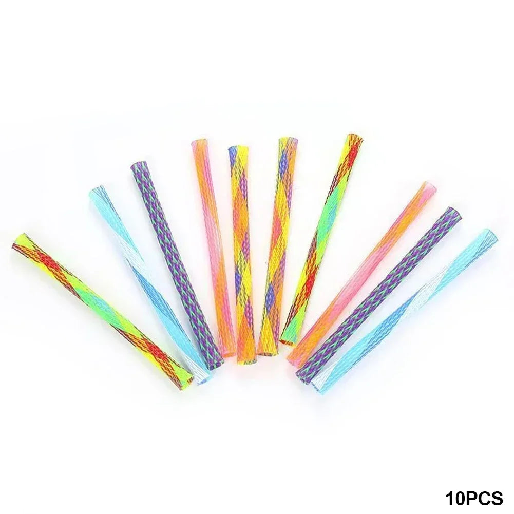 10pcs Cat Spring Toy Colorful Interactive Funny Jumping Catcting Toy Pet Telescopic Tube Flexible Spiral Spring Cat Chewing Toy