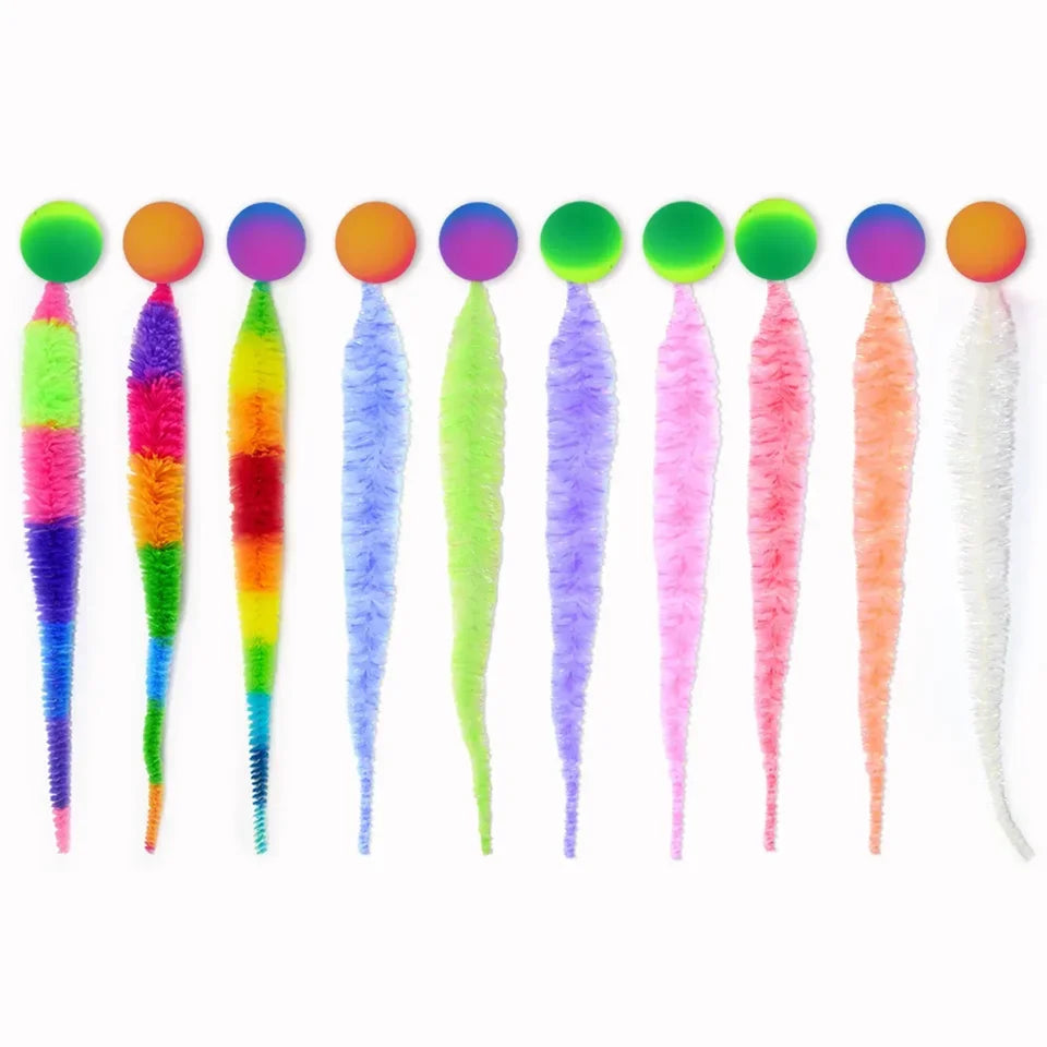 1/5/10PCS Cat interactive toys Tickle Cat Colorful bouncing ball Pet supplies Puzzle teasing indoor cat caterpillar elastic toy