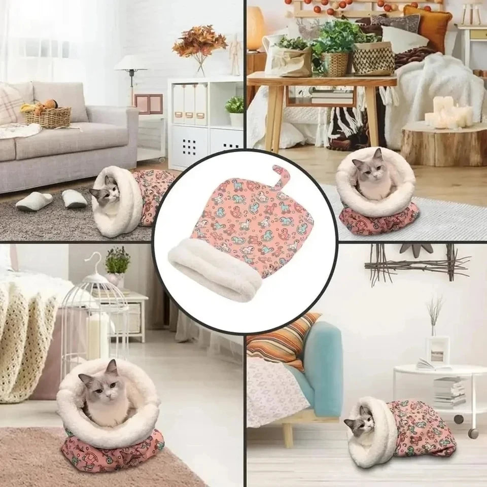 Cat Sleeping Winter Bag Soft Cuddly Fluffy Feel Thickened Pet Pocket Type Quilt Bed Kitten Puppy Soft Comfortable Warm Nest Pet