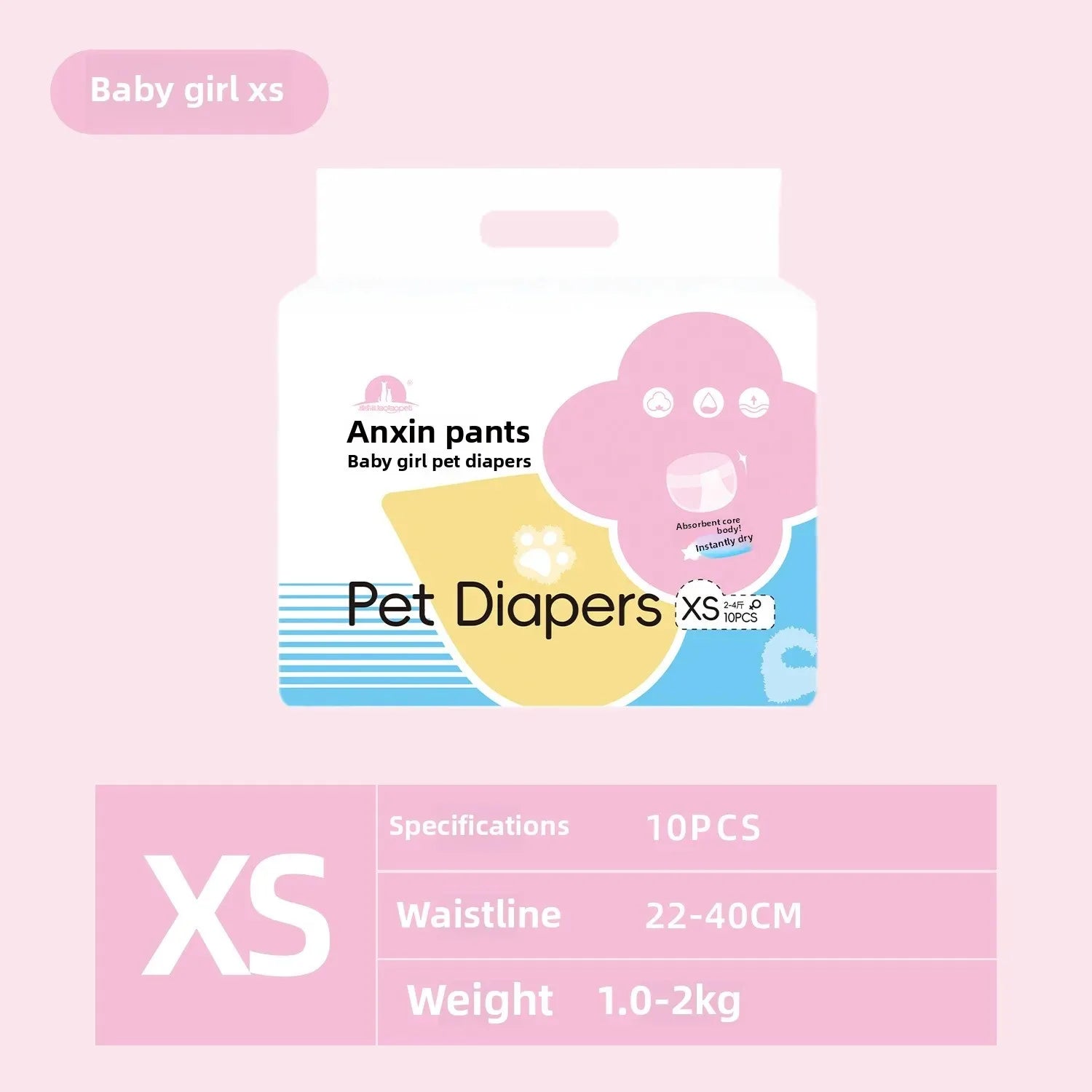 12PCS Waterproof Pet Diaper Leak-proof Design Menstrual Shorts Disposable Puppy Diaper Pants Adjustable Pet Male Dog Diapers