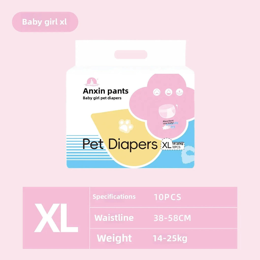 12PCS Waterproof Pet Diaper Leak-proof Design Menstrual Shorts Disposable Puppy Diaper Pants Adjustable Pet Male Dog Diapers