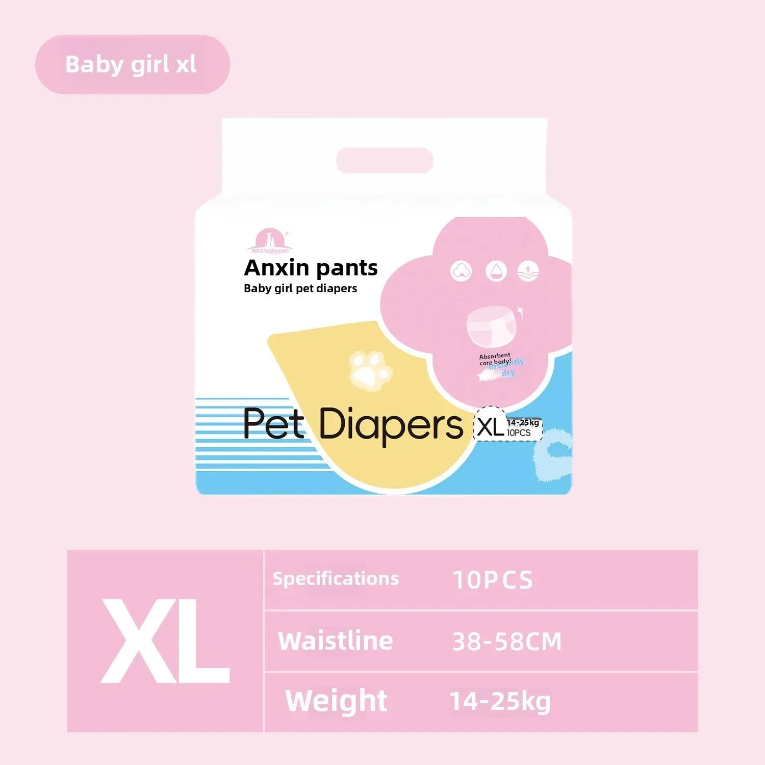 12PCS Waterproof Pet Diaper Leak-proof Design Menstrual Shorts Disposable Puppy Diaper Pants Adjustable Pet Male Dog Diapers