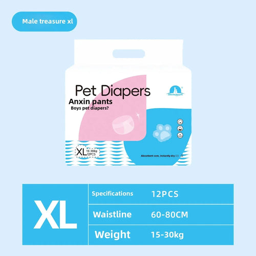 12PCS Waterproof Pet Diaper Leak-proof Design Menstrual Shorts Disposable Puppy Diaper Pants Adjustable Pet Male Dog Diapers