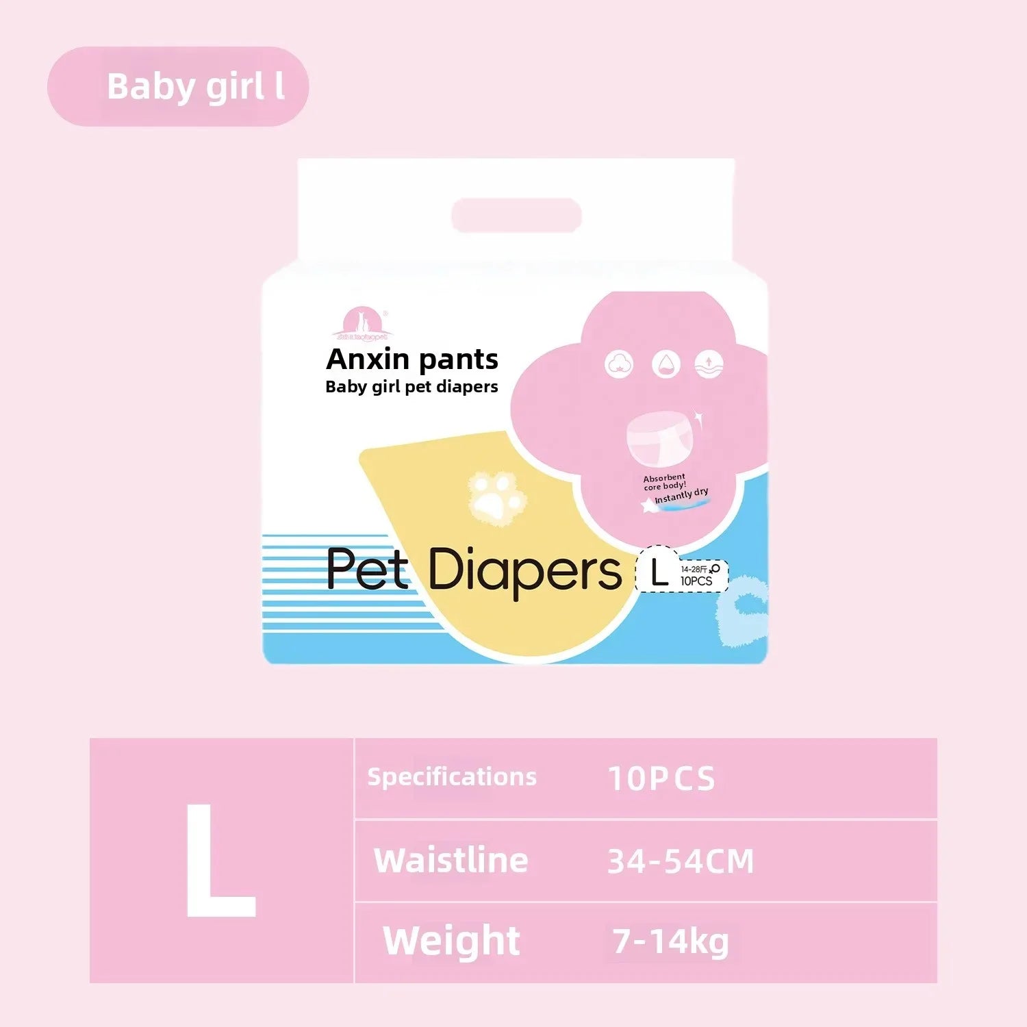 12PCS Waterproof Pet Diaper Leak-proof Design Menstrual Shorts Disposable Puppy Diaper Pants Adjustable Pet Male Dog Diapers