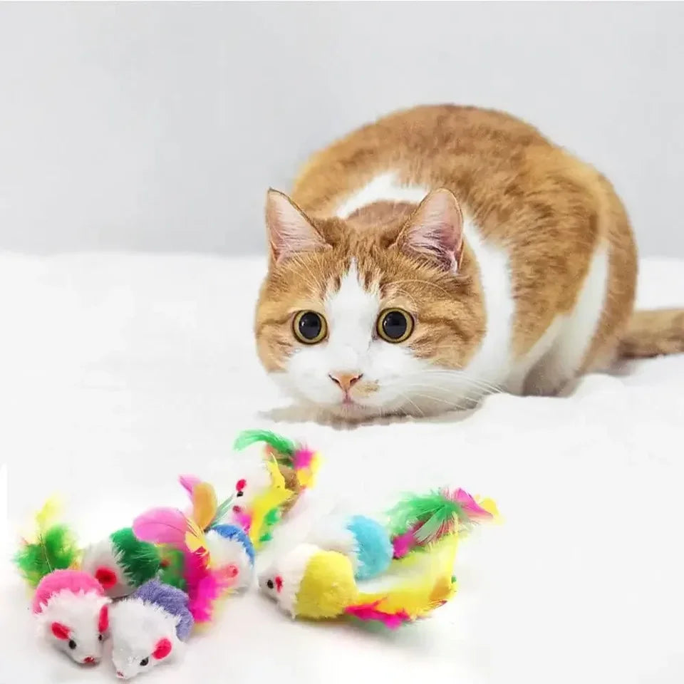 Rattle Cat Mouse Toys Also Prefilled Catnip Faux Fur Cat Mice Toys Interactive Cat Game Catnip Toys for Indoor Cats Play Fetch
