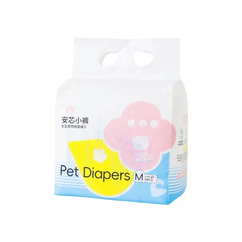 12PCS Waterproof Pet Diaper Leak-proof Design Menstrual Shorts Disposable Puppy Diaper Pants Adjustable Pet Male Dog Diapers