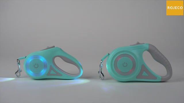 ROJECO 5M Automatic Dog Leash Retractable LED Luminous Leading Fashion Light Straps For Dog Puppy Pet Flexi Walking Running Lead